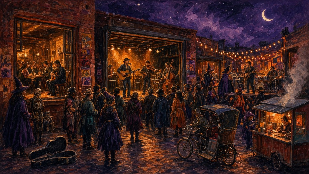 Illustration — Austin’s local music rooms, Halloween weekend